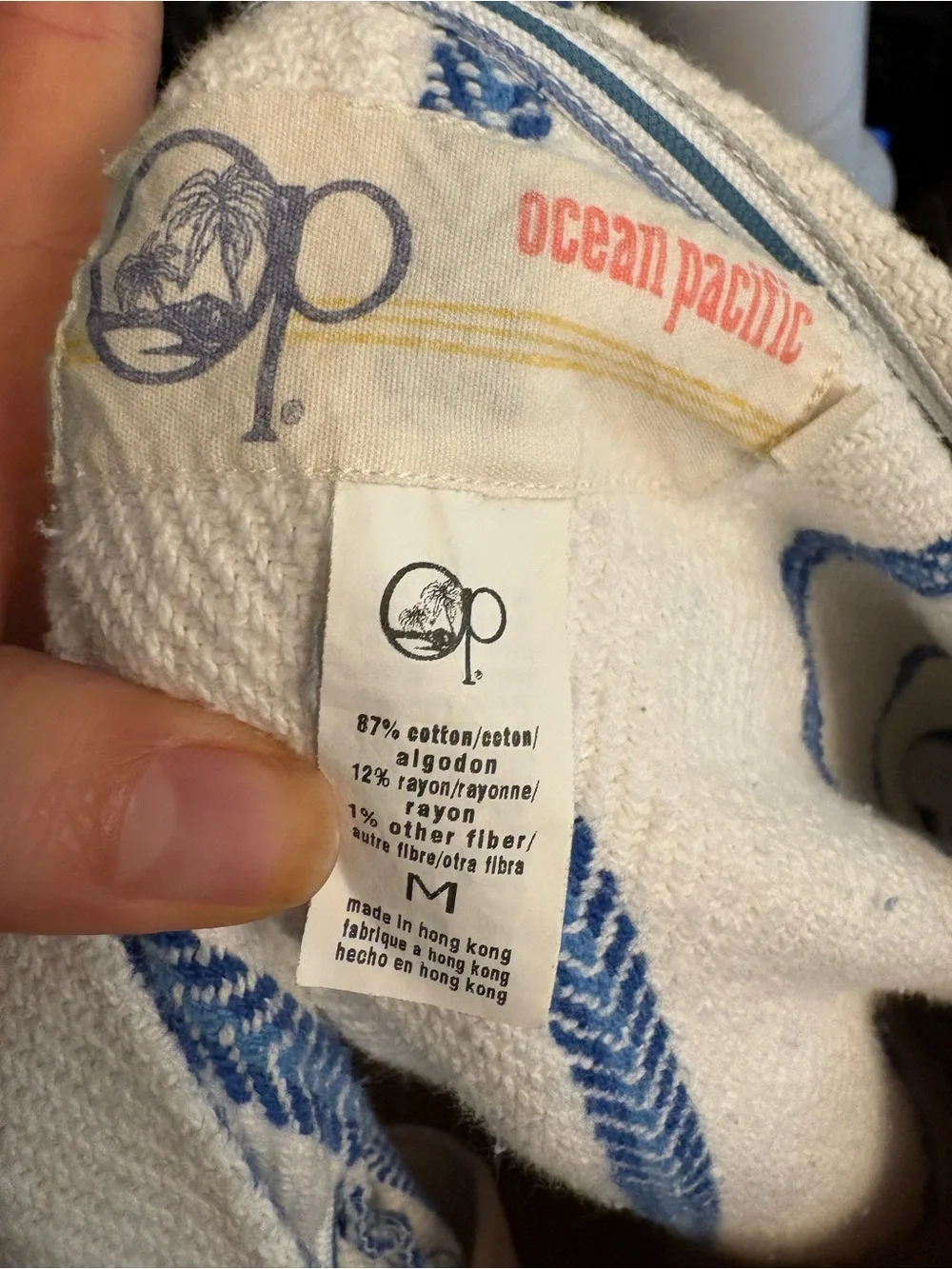 Vintage Ocean Pacific OP Baja Hoodie Pullover Blue Stripe Men’s Medium